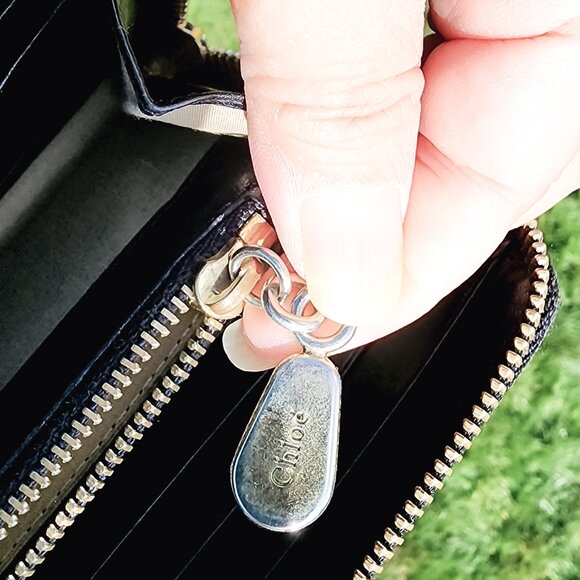 Chloe June Bow Embellished Black Tan leather long zippy wallet - Picture 8 of 16